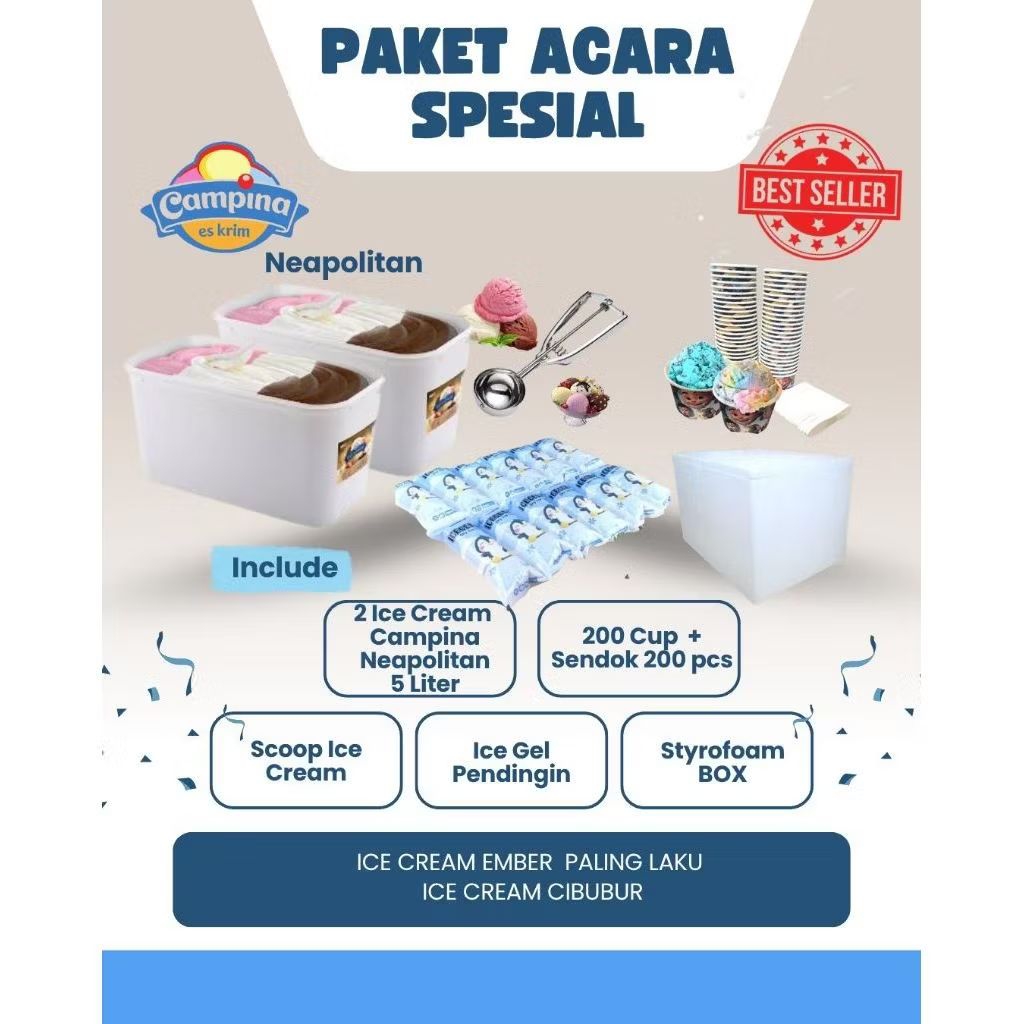 Paket Ice cream Campina 2 ember size 5 liter  3 Rasa
