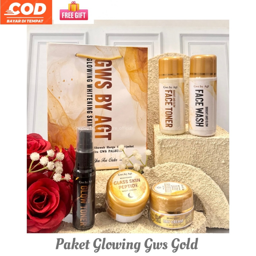 PAKET GLOWING GWS GOLD FREE GIFT | SKINCARE GWS BY AGT ORIGINAL