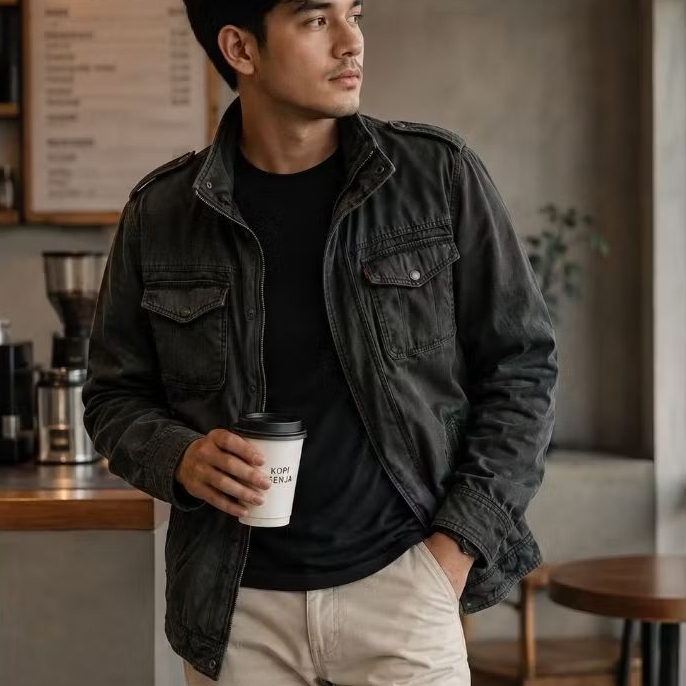Levis Trucker Jacket Bahan Kanvas Inner Sherpa