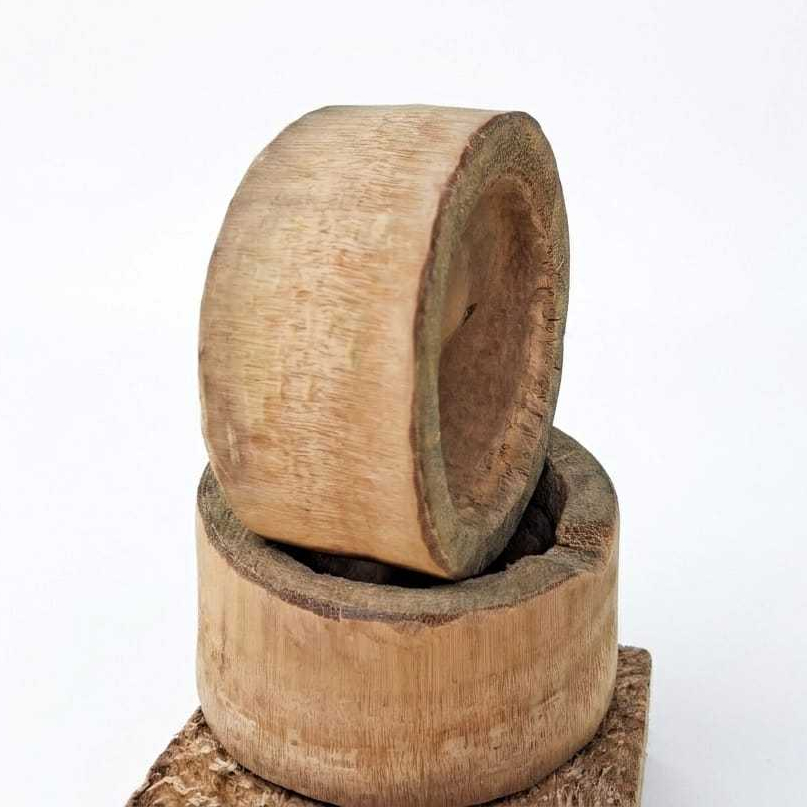 Wadah pakan Burung Cepuk Bambu Diameter 9cm tinggi 4 cm Bahan Alami buat di sangkar
