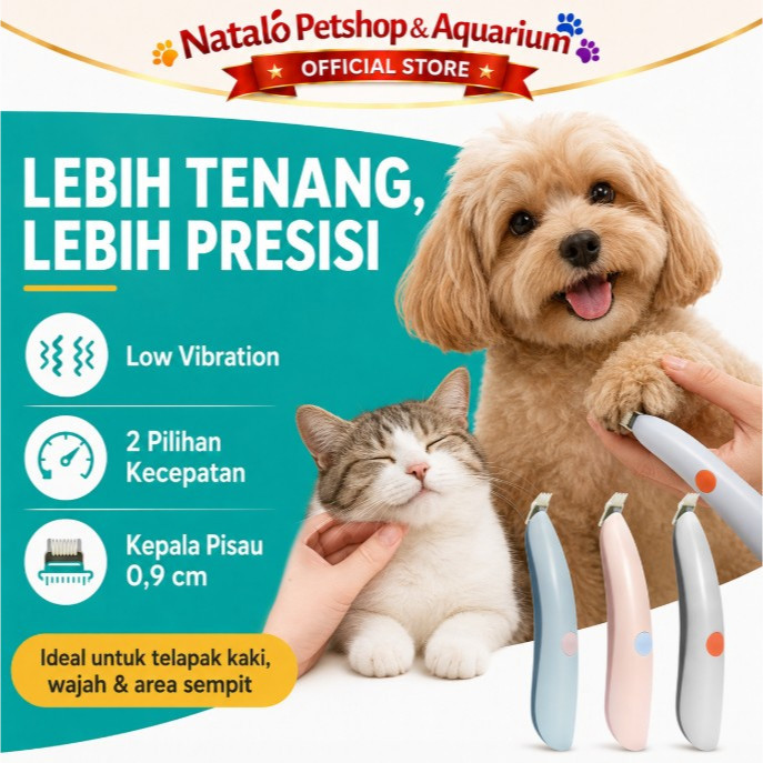 Mesin Cukur Bulu Telapak Kaki Hewan Peliharaan - Pakeway Quiet Electric Pet Hair Paw Trimmer in C Pe