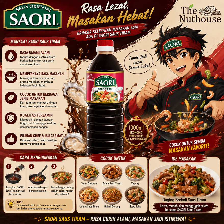 SAORI TIRAM / Oyster Sauce / Saus Tiram Kemasan Botol 1L / 1000ml