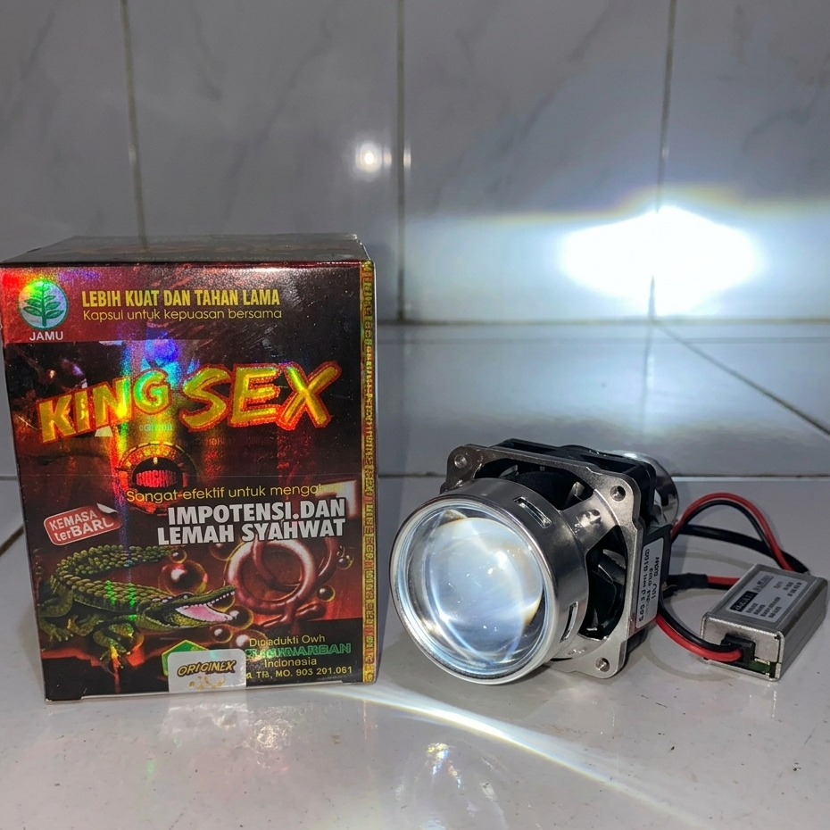 KINGG SE>X Lampu LED Motor Bulat Putih dengan Reflektor dan Driver CAPSUL