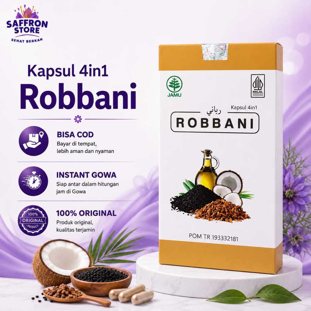 Kapsul Robbani Kapsul 4in1 Isi 200 Kapsul/ Habbatusauda Robbani Rabbani