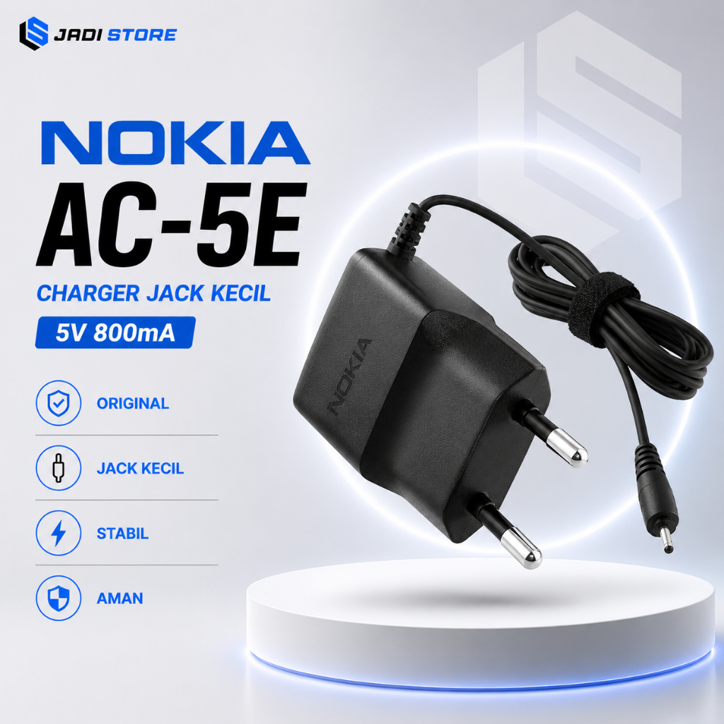 Nokia Charger Jack Kecil AC-5E Charger Nokia Lubang Kecil Original Cas HP Nokia Lama Konektor Small 