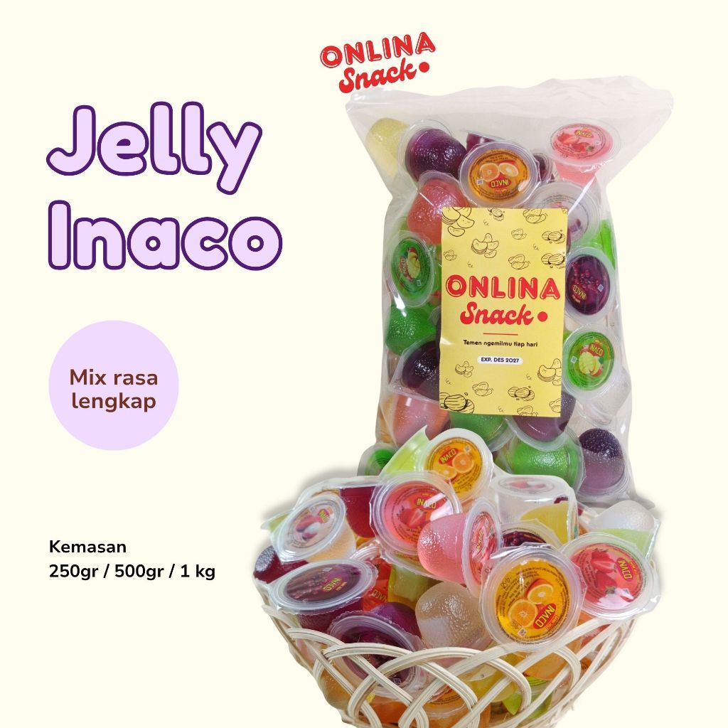 Jelly Inaco | Agar-Agar Cup Inaco Kiloan | Inaco Curah Mix Rasa | Camilan Manis | Cemilan dan Snack 
