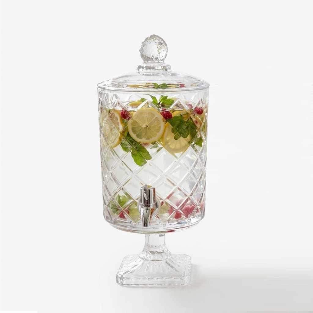 Ticarts Glassware Crystal Dispenser 4.5L - Dispenser Kaca Pesta Estetik Infused Water Juice Jus