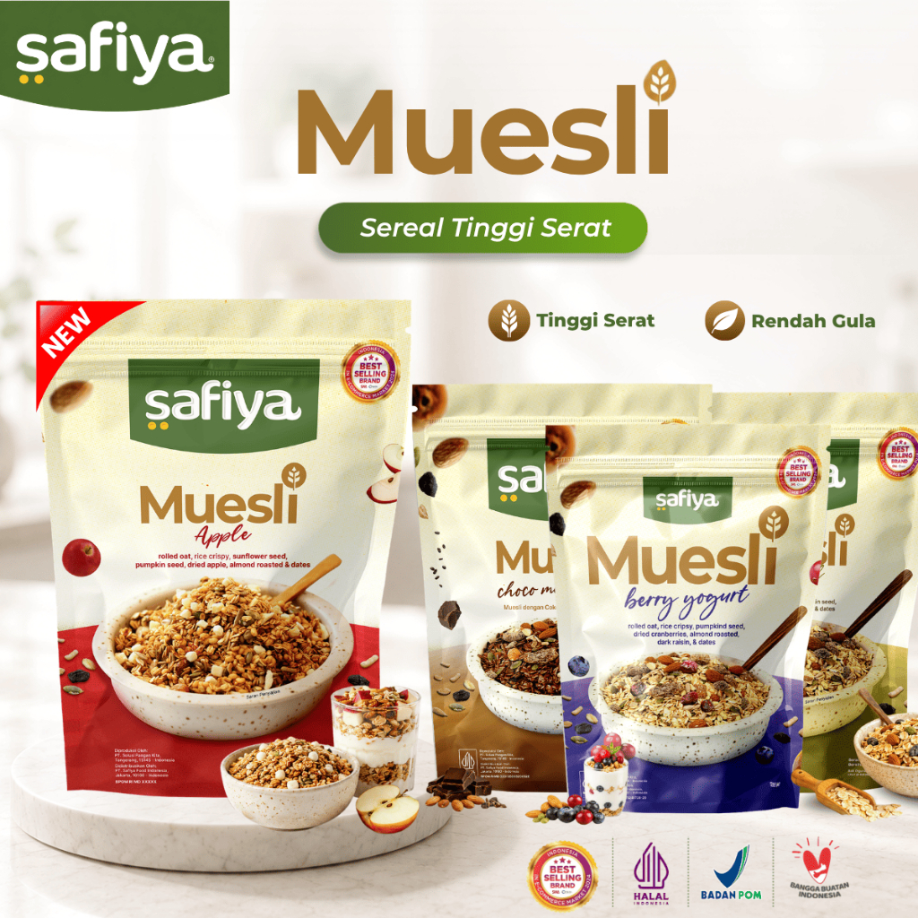 Safiya Muesli 1 Kg Oatmeal Dried Fruit Sereal Lengkap Rendah Kalori