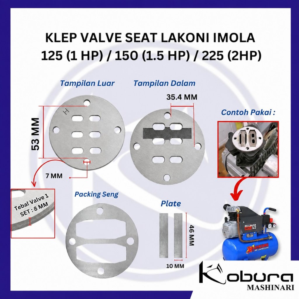 Klep Valve Assy Seat Kompresor Angin LAKONI IMOLA 125 150 225