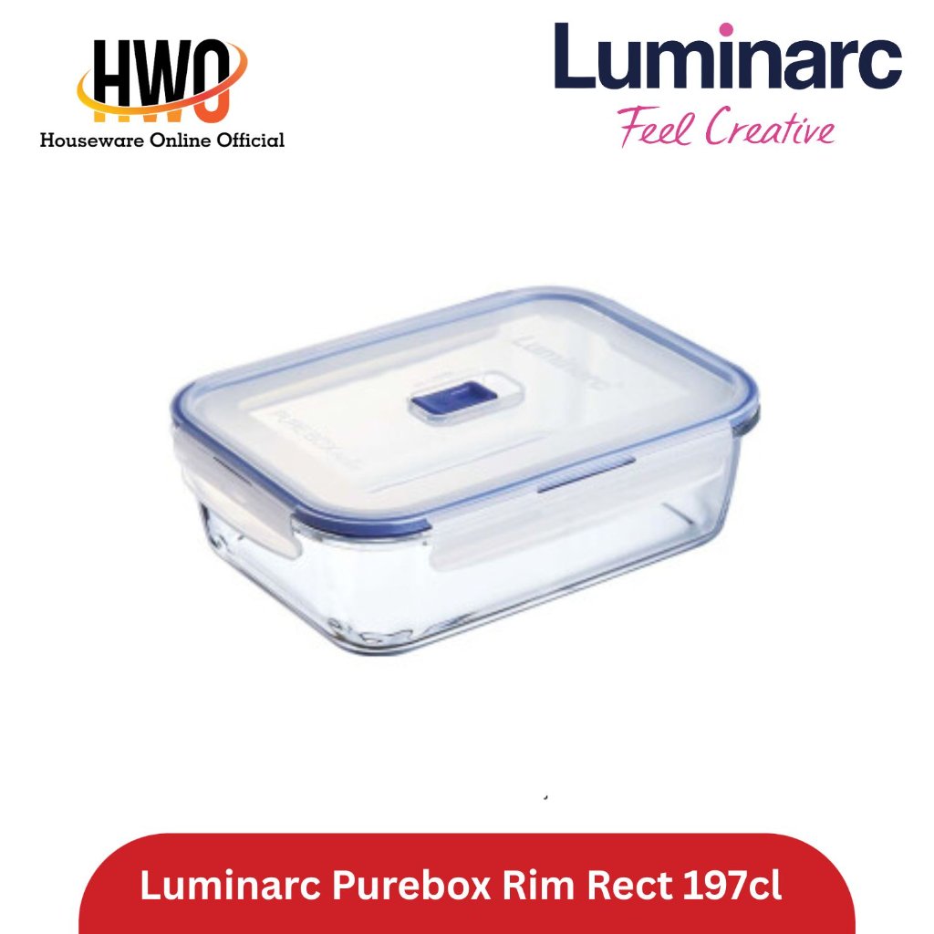 Luminarc Kotak Makan PureBox Rim Persegi Panjang 1970 ml