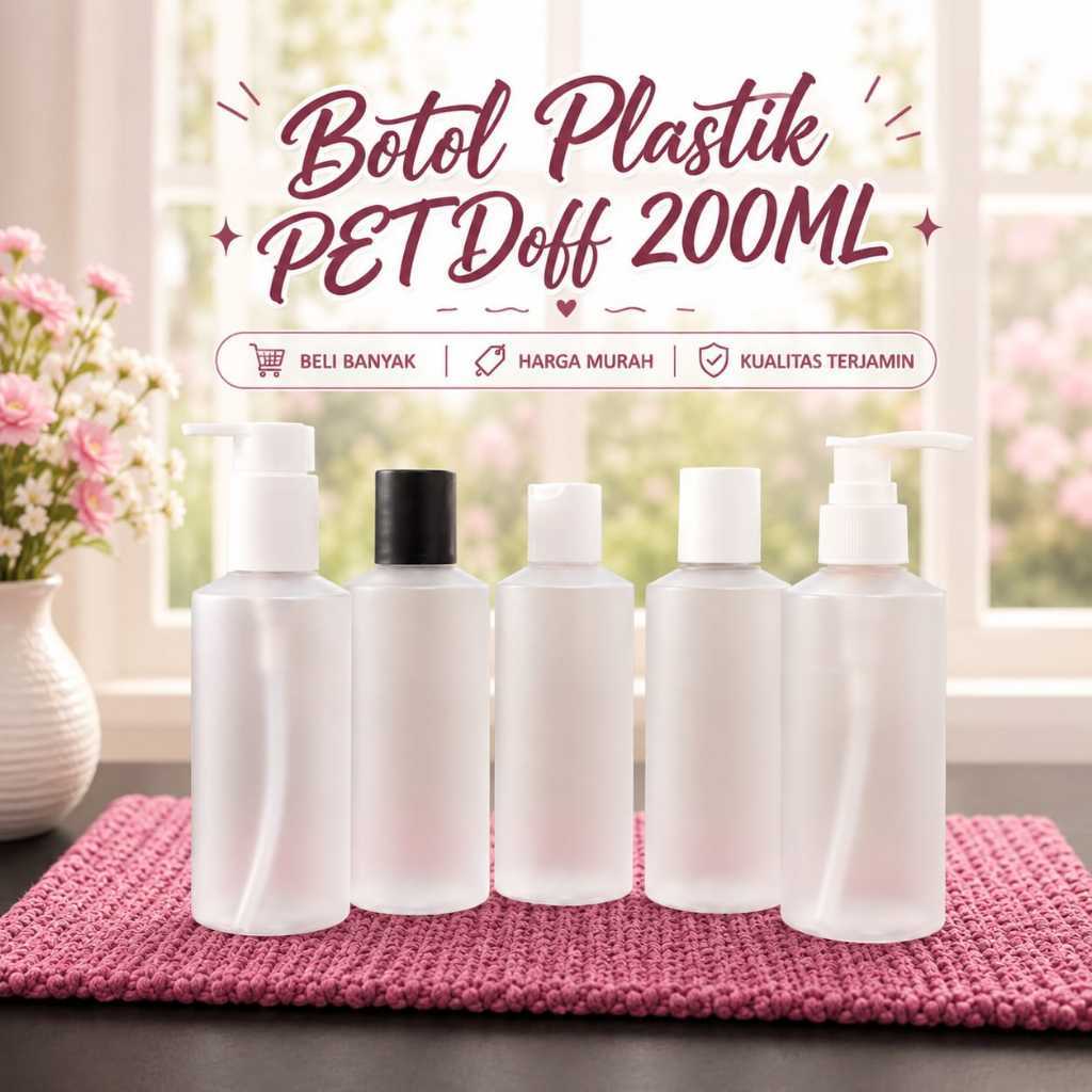 Botol Plastik PET Doff 200ml Botol Shampo Gel Lotion Kemasan Botol Kosong Refil Plastik Frost 200ml 