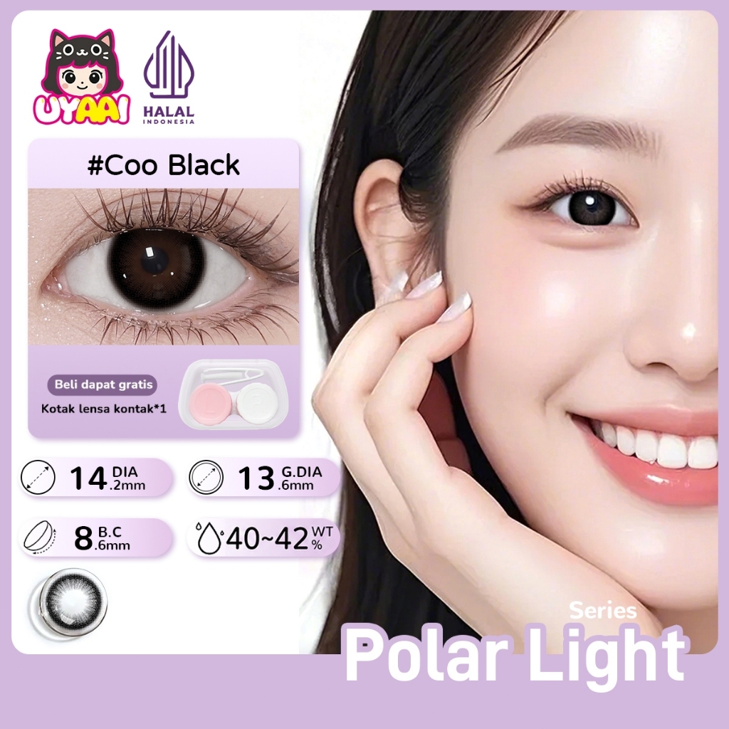 UYAAI Softlens Normal  Seri #Beeswax Pony Gray Sepasang Lensa Kontak Diameter14.0-15.0MM Kadar Air 4