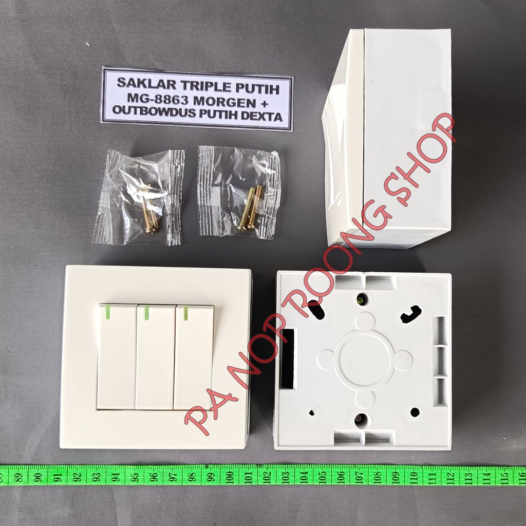 SAKLAR TRIPLE MG-8863 MORGEN+OUTBOW DUS PUTIH DEXTA
