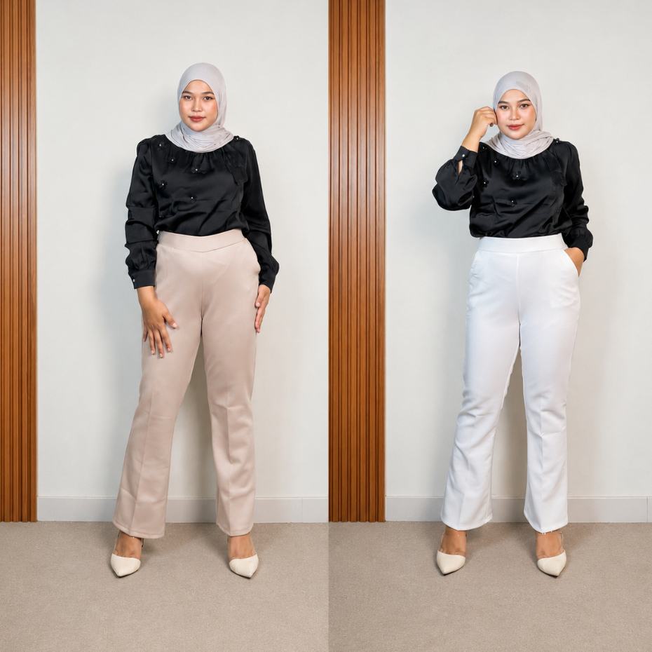 Celana Cutbray Scuba Premium Highwaist Fit And Flare Pants Melar Celana Kerja Kantor Kulot Wanita