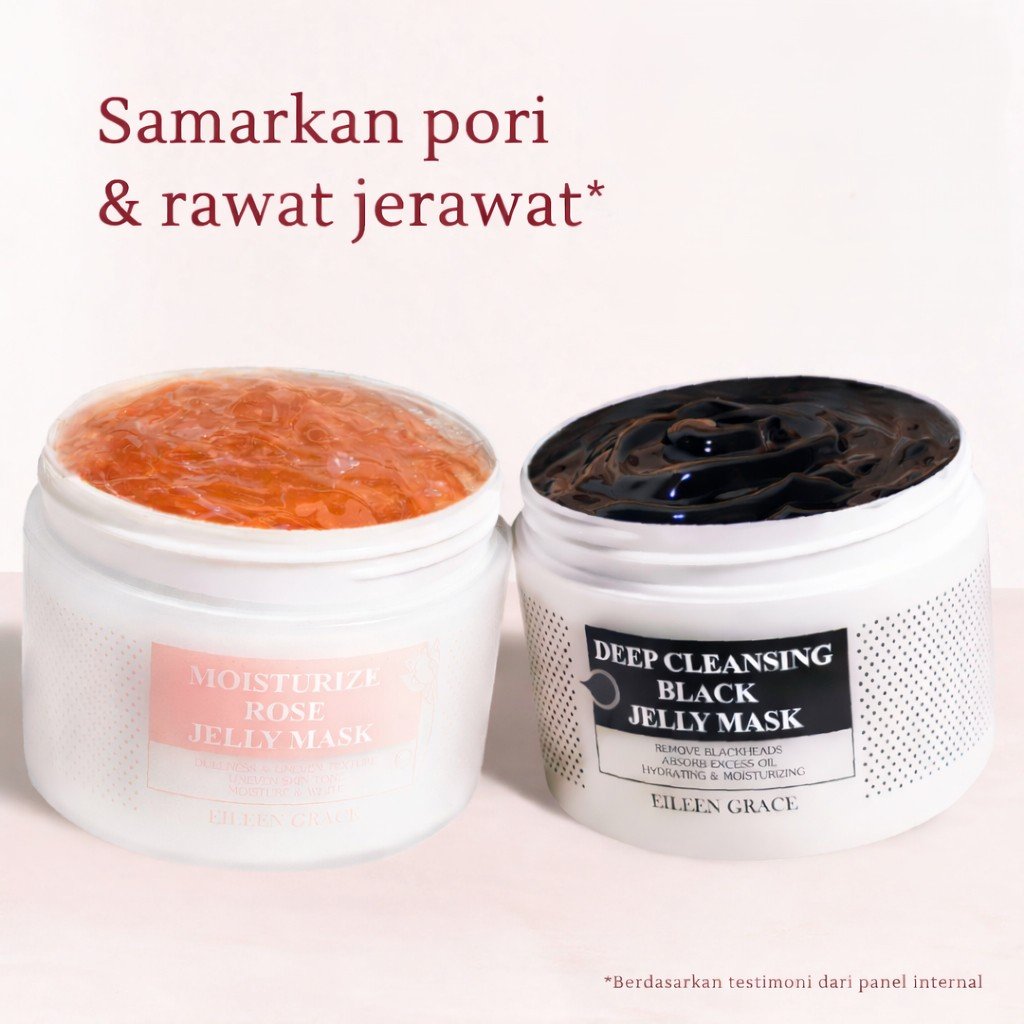 [Ori - BPOM - Exp 2028] EILEEN GRACE - Moisturize Rose / Deep-Cleansing Black Jelly Mask 300ml