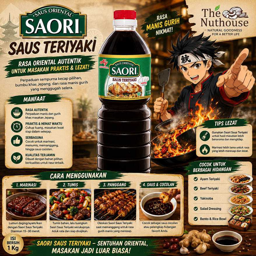 SAORI TERIYAKI Sauce / Saus Teriyaki Kemasan Botol 1L / 1000ml