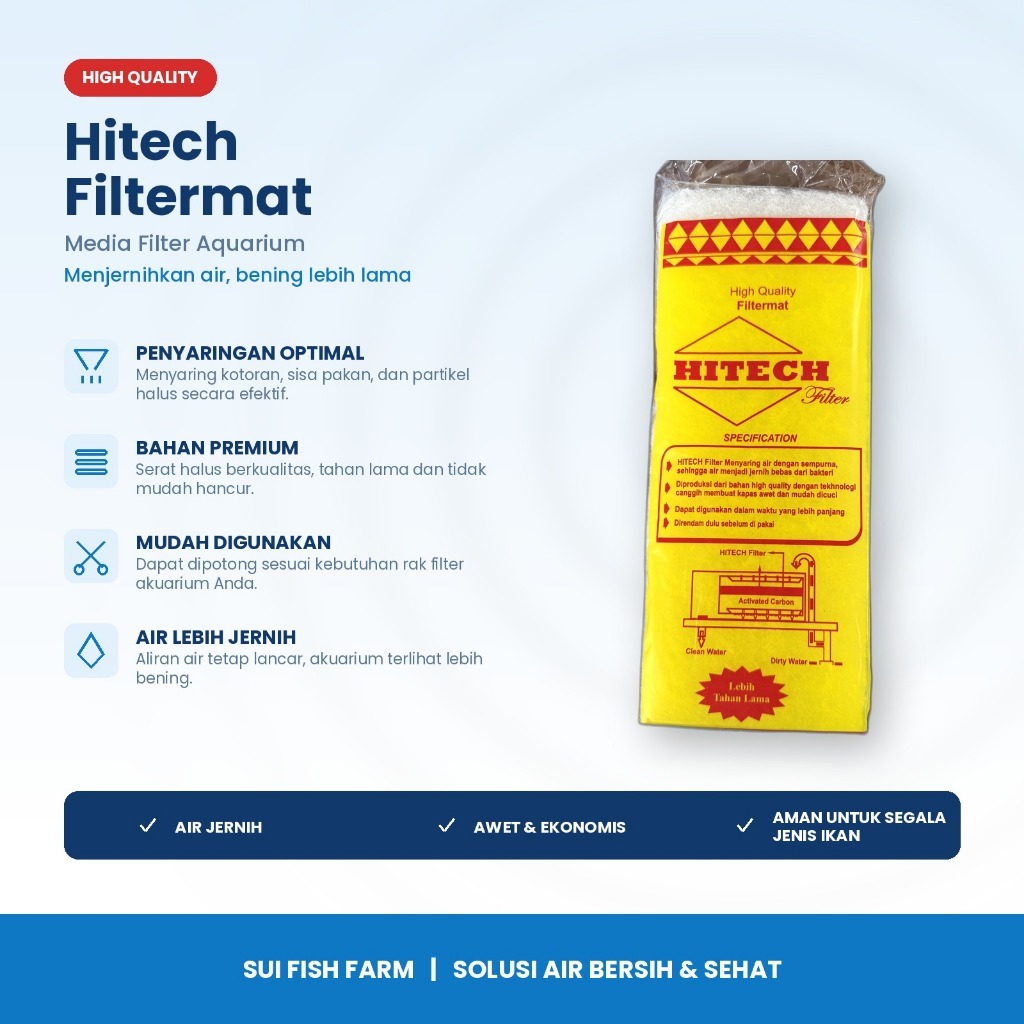 Busa Hitech Filtermat Kapas Filter Akuarium Kolam Filter Mat Saringan Air Aquarium Bisa Dicuci Ulang