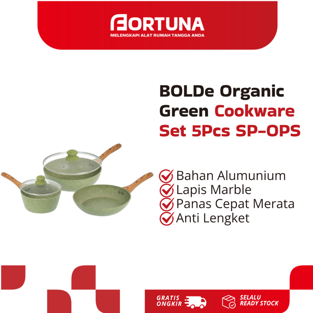 BOLDe Organic Green Cookware Set 5Pcs SP-OPS  Set Peralatan Masak