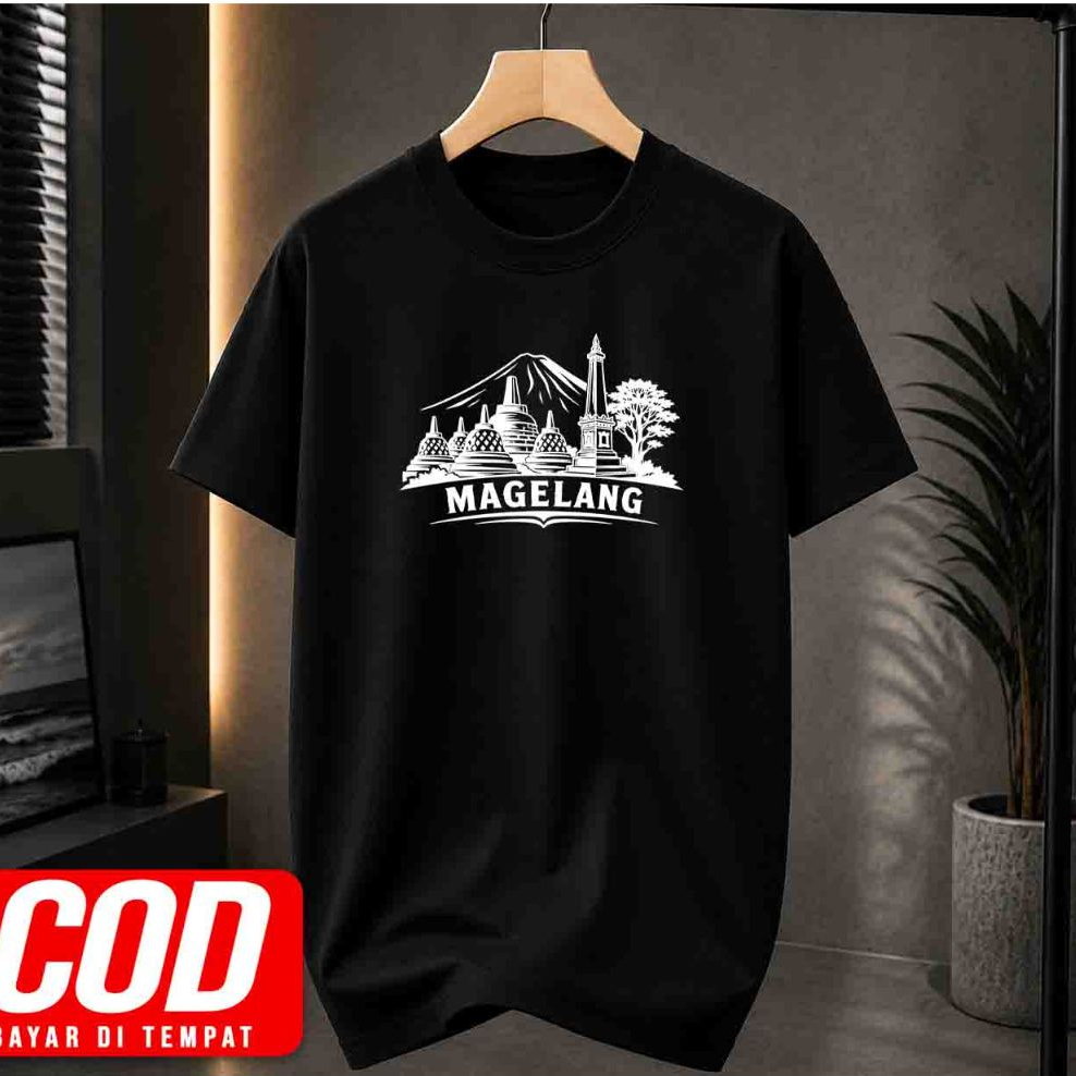 Kaos T-Shirt Hitam Motif MAGELANG Lengan Pendek Unisex Casual
