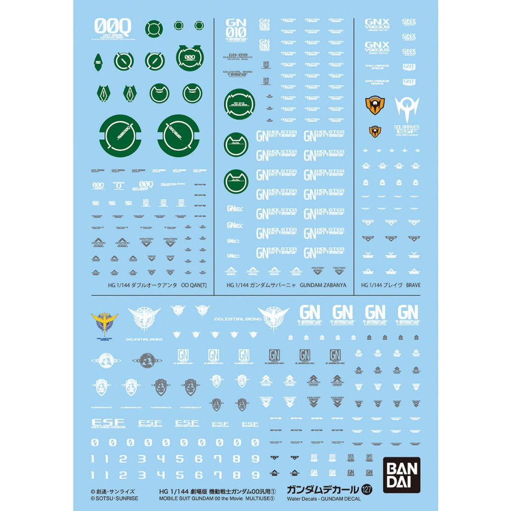 WATER DECAL HG OO 00 QANT GUNDAM ZABANYA - GUNDAM DECAL 127 BANDAI