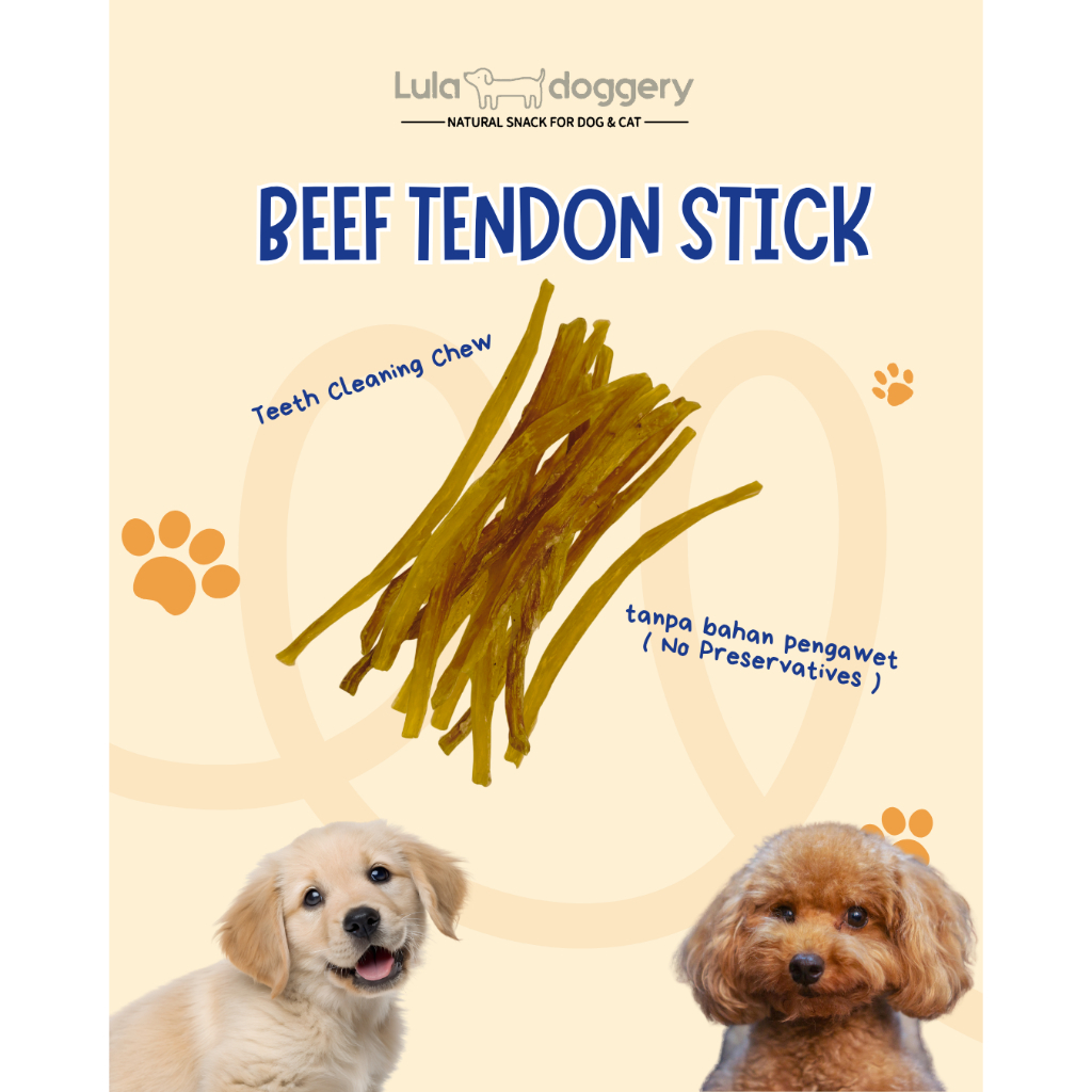 BEEF TENDON STICK - Snack Anjing Kucing Urat Stick Sapi Jerky Dental Treats Chew Lula Doggery