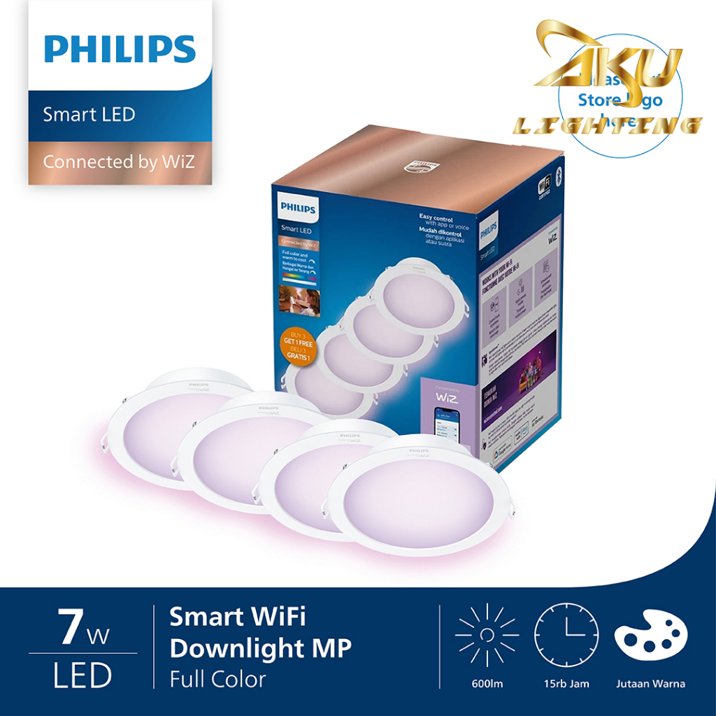 Philips Smart LED Downlight RGB Color 7W Multipack