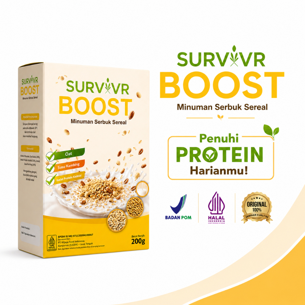 Survivr Boost - Nutrisi pendaming penyintas kanker - Minuman Sereal Protein Oat Susu Kambing Isolat 
