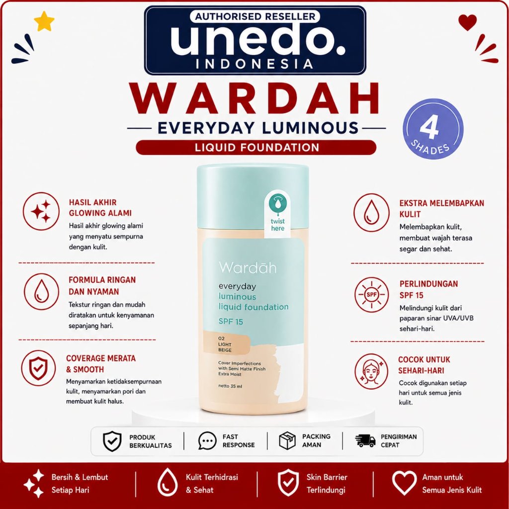 Wardah Everyday Luminos Liquid Foundation-Alas Bedak Cair dengan Hasil Natural