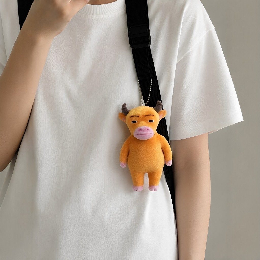 Boneka Gantungan Tas Kunci Lucu Gemes Aneh Sapi Kuning Niu Lai NiuLai Aksesoris