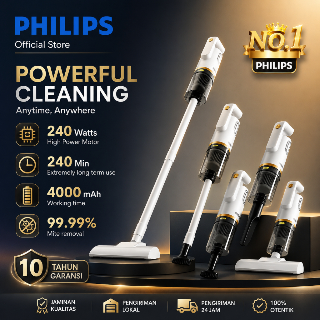 PHILIPS 998000Pa Vacum Cleaner Penyedot Debu 8 IN 1Cordless Portable Mini Penyedot Debu