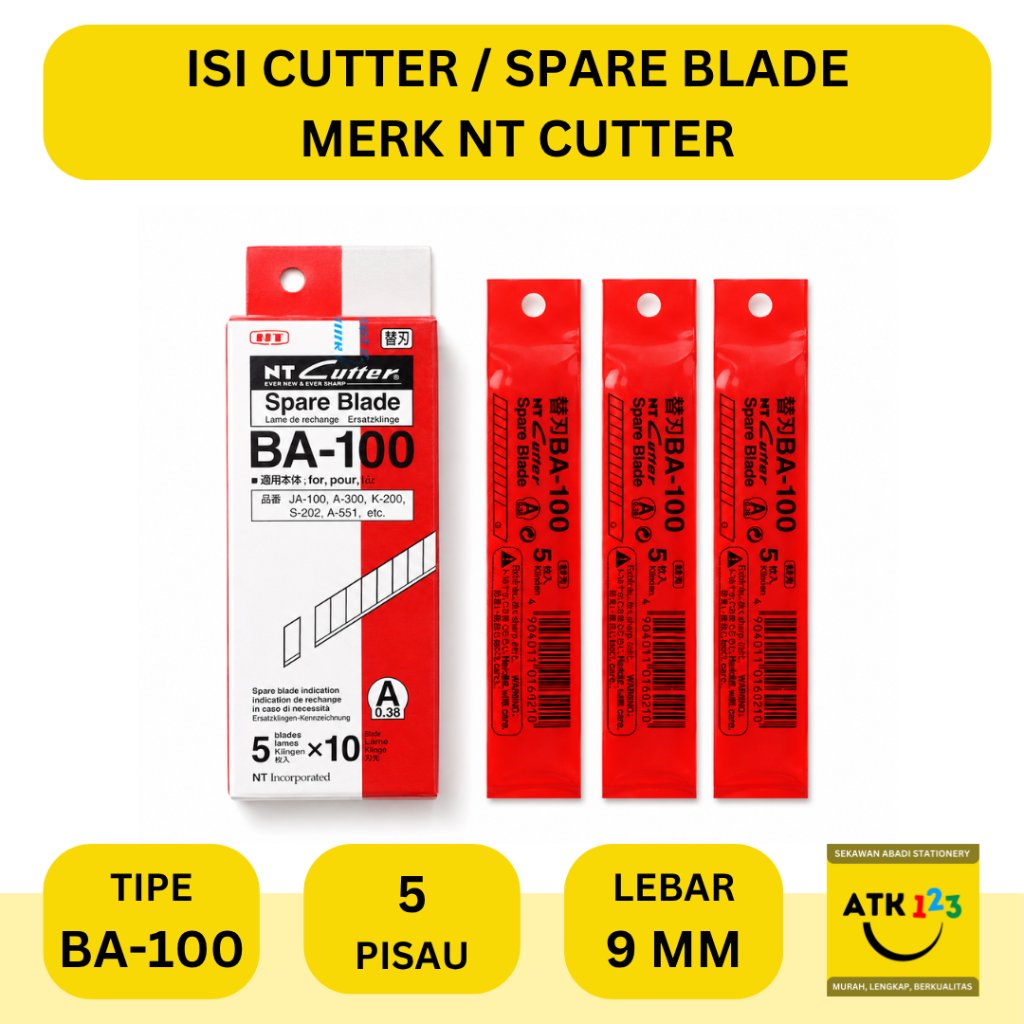 NT CUTTER Isi Cutter Spare Blade Pisau Cutter Merk NT BA-100 ASLI