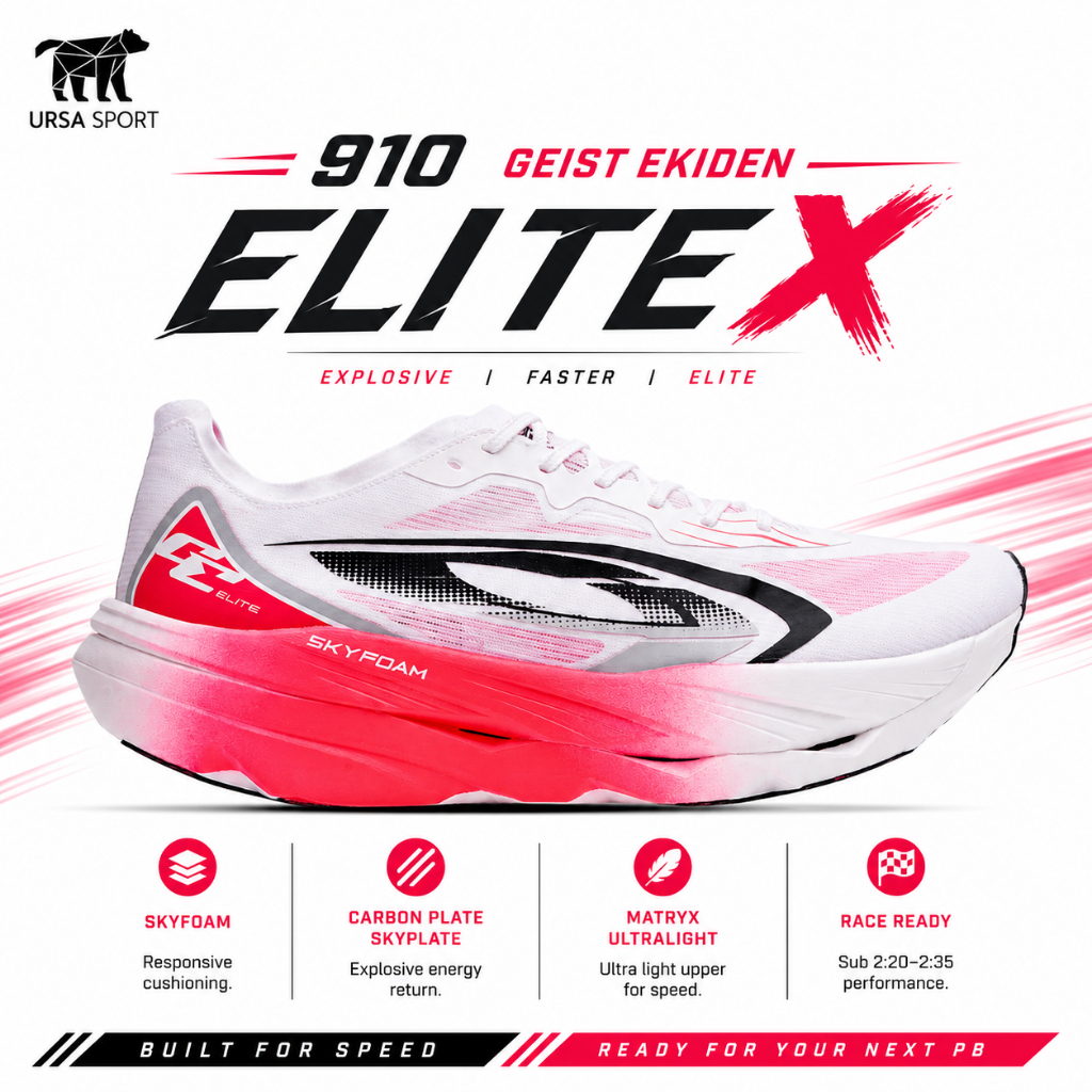Ursa - 910 Nineten GEIST EKIDEN ELITE X - PUTIH/MERAH/HITAM - Shoes