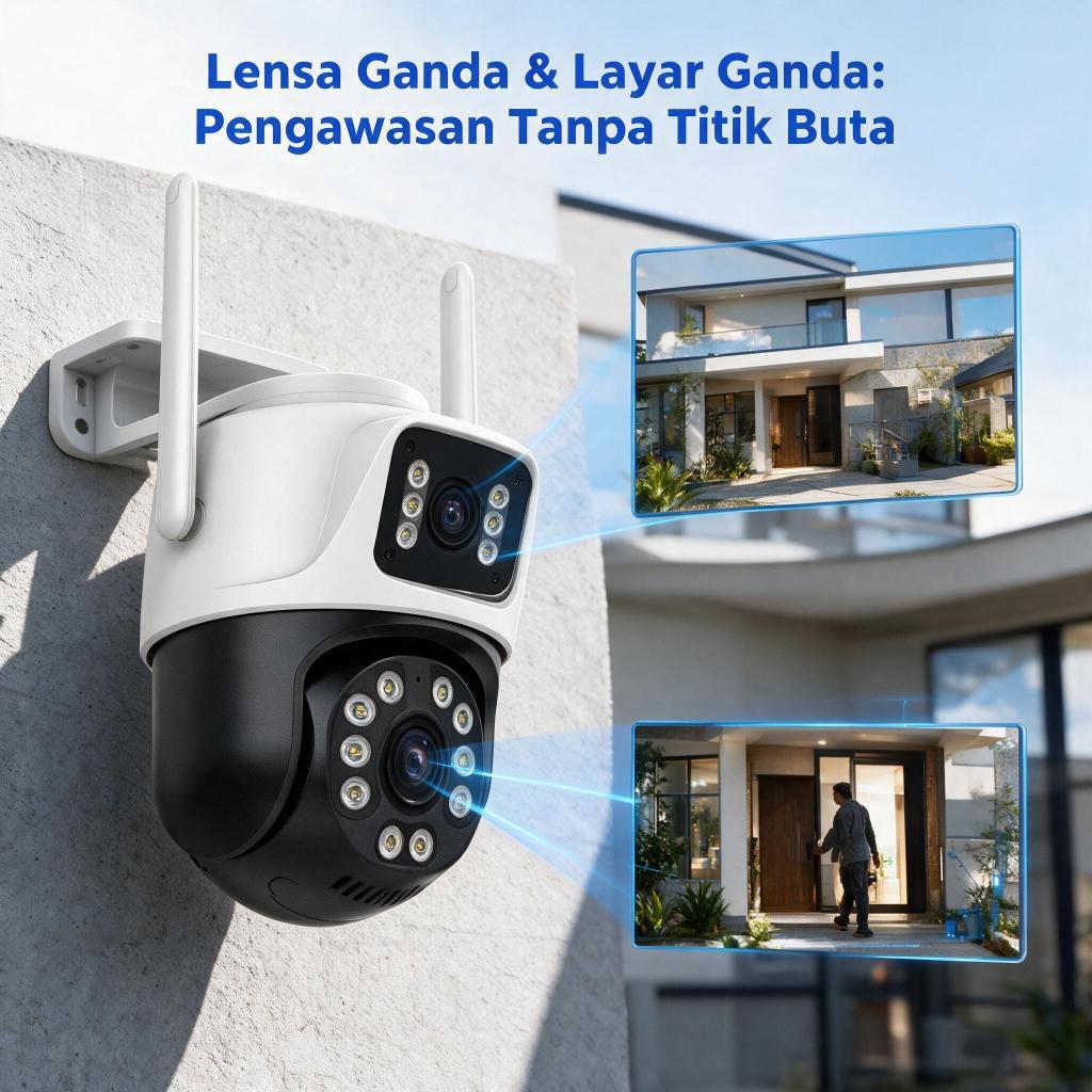PTZ15 4G Dual Lens AI CCTV Kamera PTZ15 Cctv Kebun Sawit & Kecil Tersembunyi, IP66 Anti Air