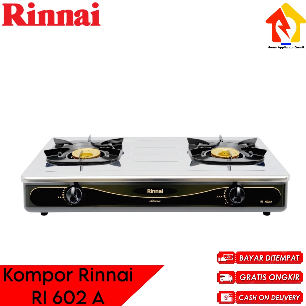 Kompor Rinnai 2 Tungku RI 602 A/ Rinnai Kompor RI602A