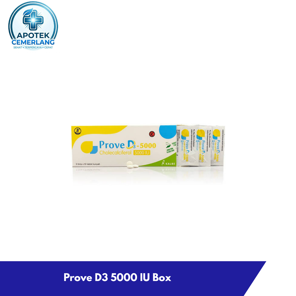 Prove D3 5000 IU Box Isi 30 Tablet Kunyah - Suplemen Vitamin D3