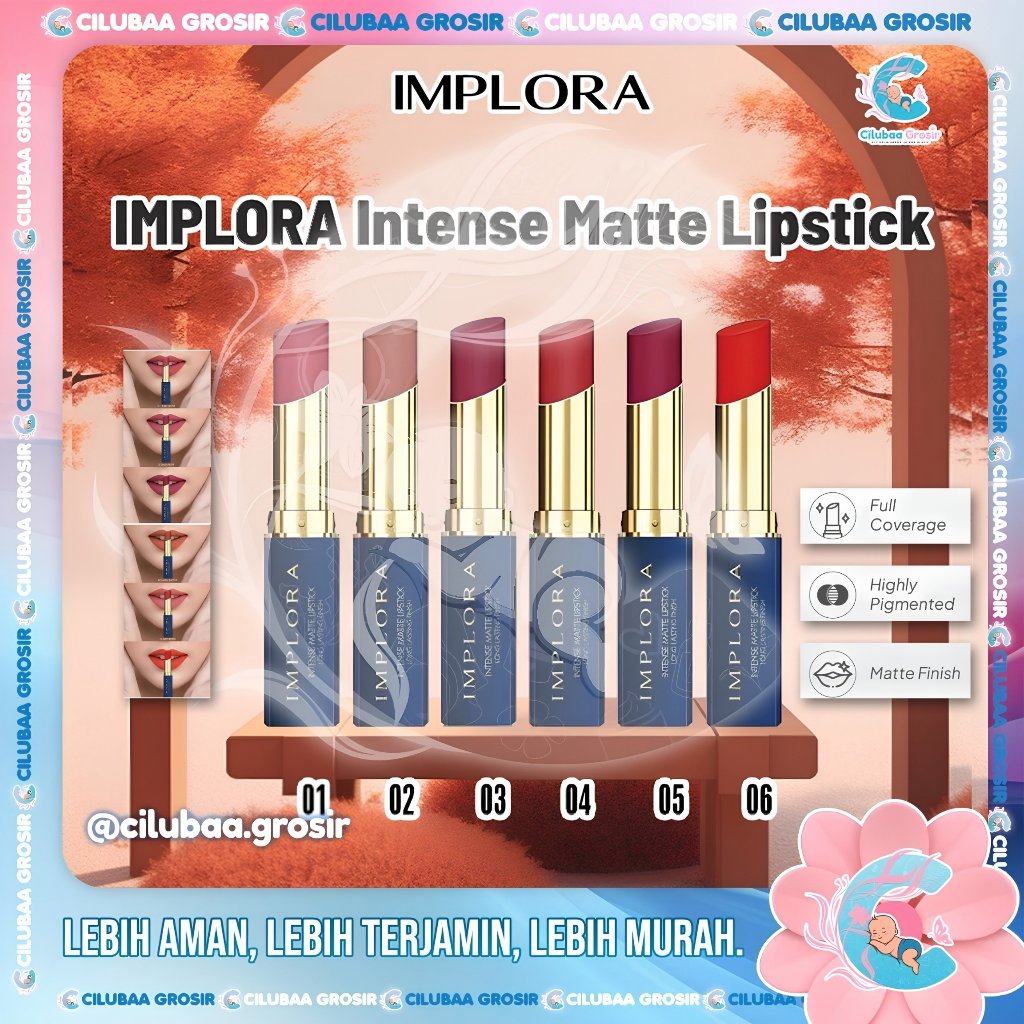IMPLORA Intense Matte Lipstick Long Lasting Finish Original BPOM