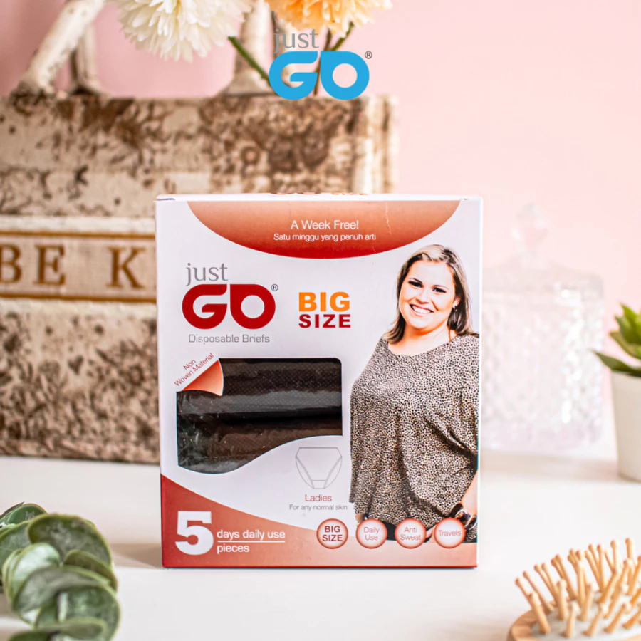 Just Go Disposable Underwear for Ladies Big Size Black Executive - 5 Pcs Per Pack
