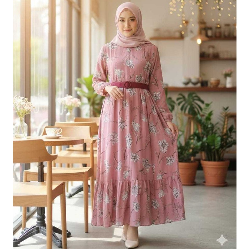 Gamis Wanita Jumbo Big Size LD 120 LD 130 Motif Bunga