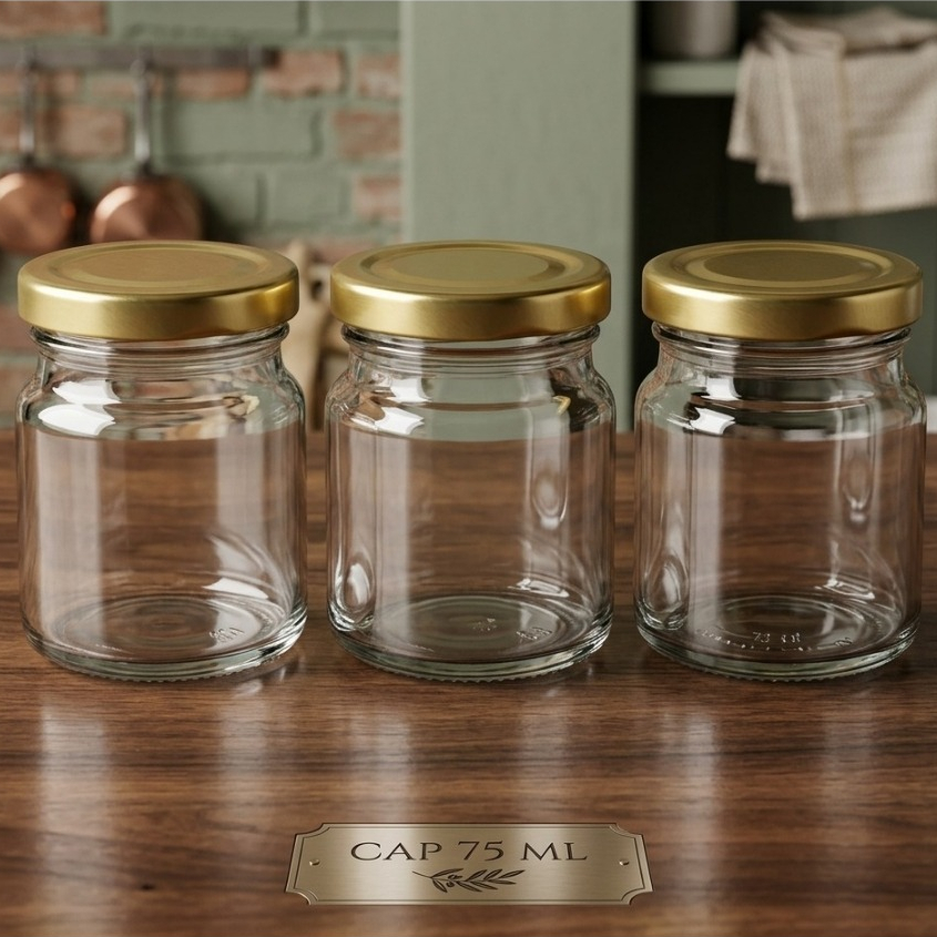Jar Kaca Mini 75ml Metal  – Wadah Cake in a Jar / Sambal / Madu free bubble wrap