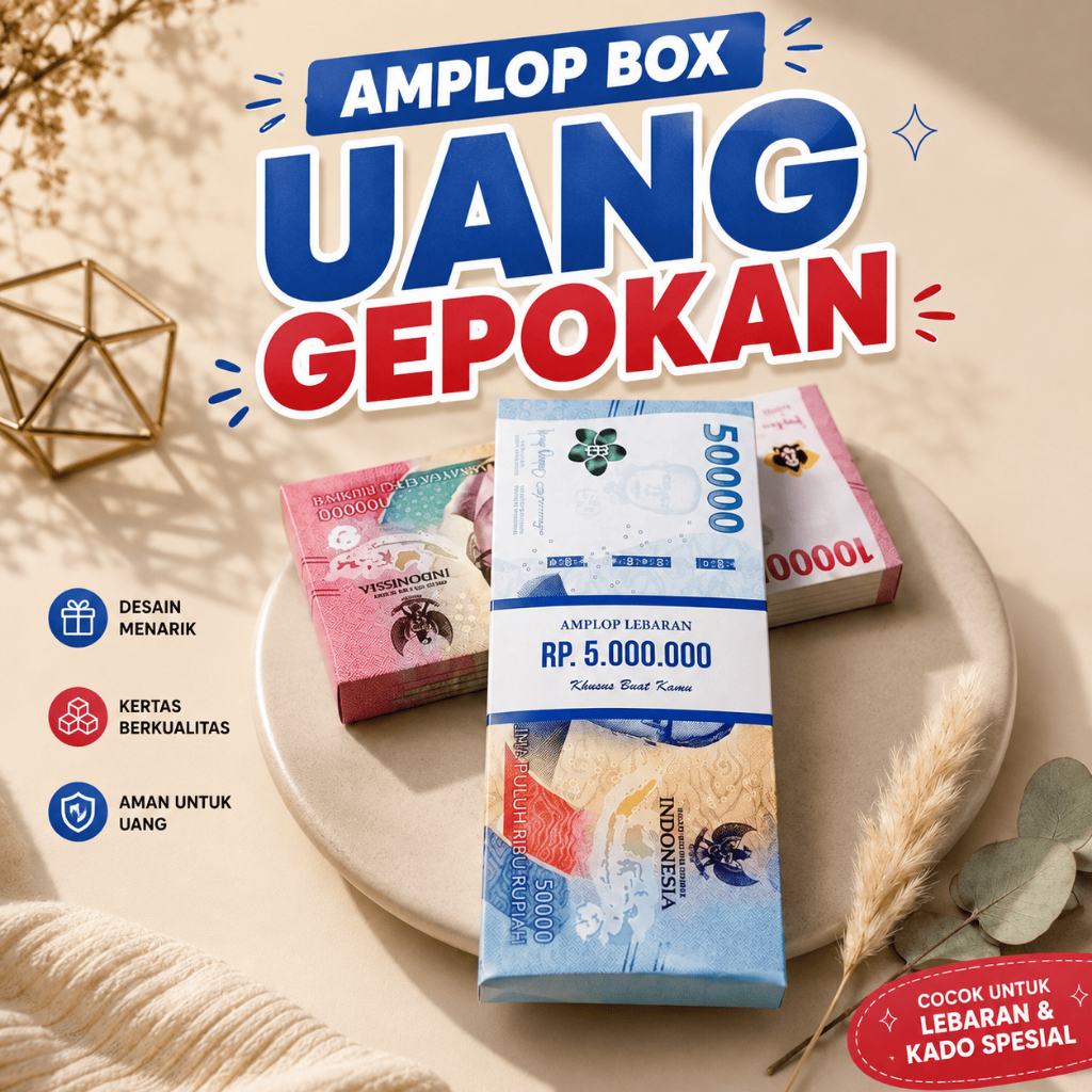 [PRANK GIFT] Isi 6 pcs Amplop Uang Gepokan Mainan | Angpao Idul Fitri Motif Uang Rp50.000 & Rp100.00