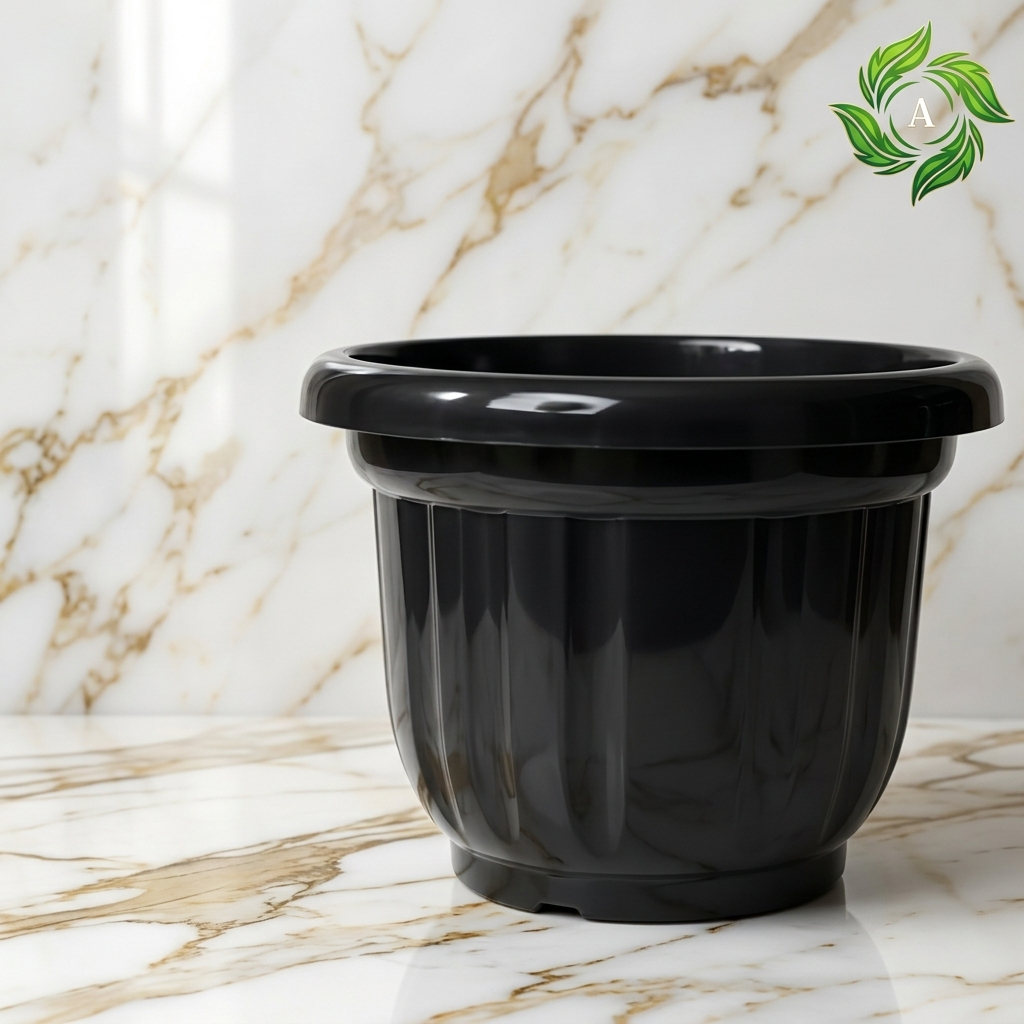 Pot  Tanaman Bulat Diameter 30 cm Bahan Plastik Tebal Premium - Pot Garuda 30 Hitam