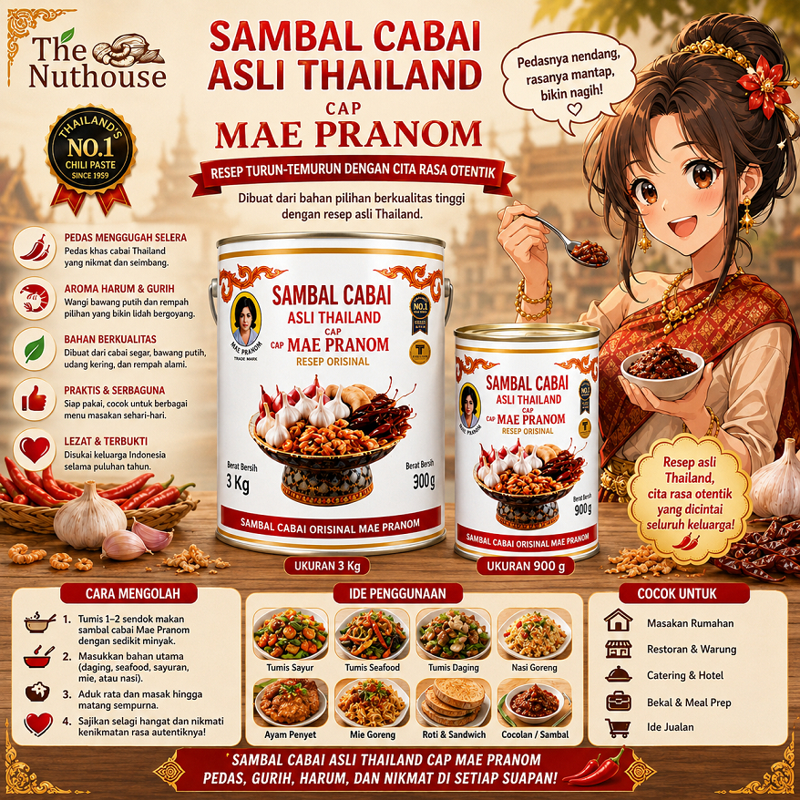 MaePranom Chilli in Oil for Tom Yum / Thailand Mae Pranom Pasta Cabe Tomyam Kaleng  3KG / 900GR