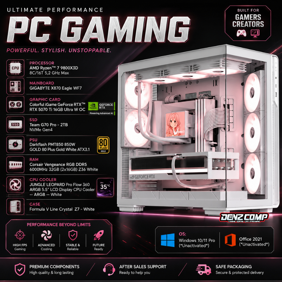 PC Infinity Space Gaming AMD Ryzen 7 9800X3D | RTX 5070 TI 16GB | DDR5 32GB | NVMe 2TB | AIO 360 LCD