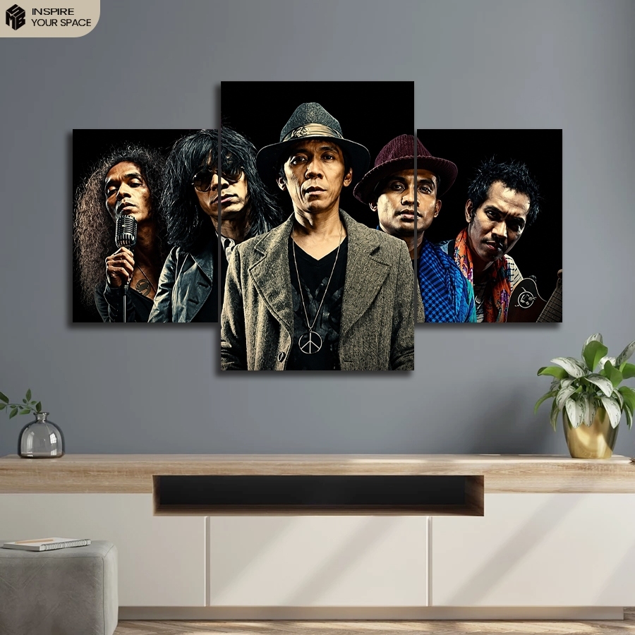 HIASAN PAJANGAN DINDING KAMAR POSTER BAND 1 SET SLANK 3 Pcs POSTER KAYU WALL DECOR