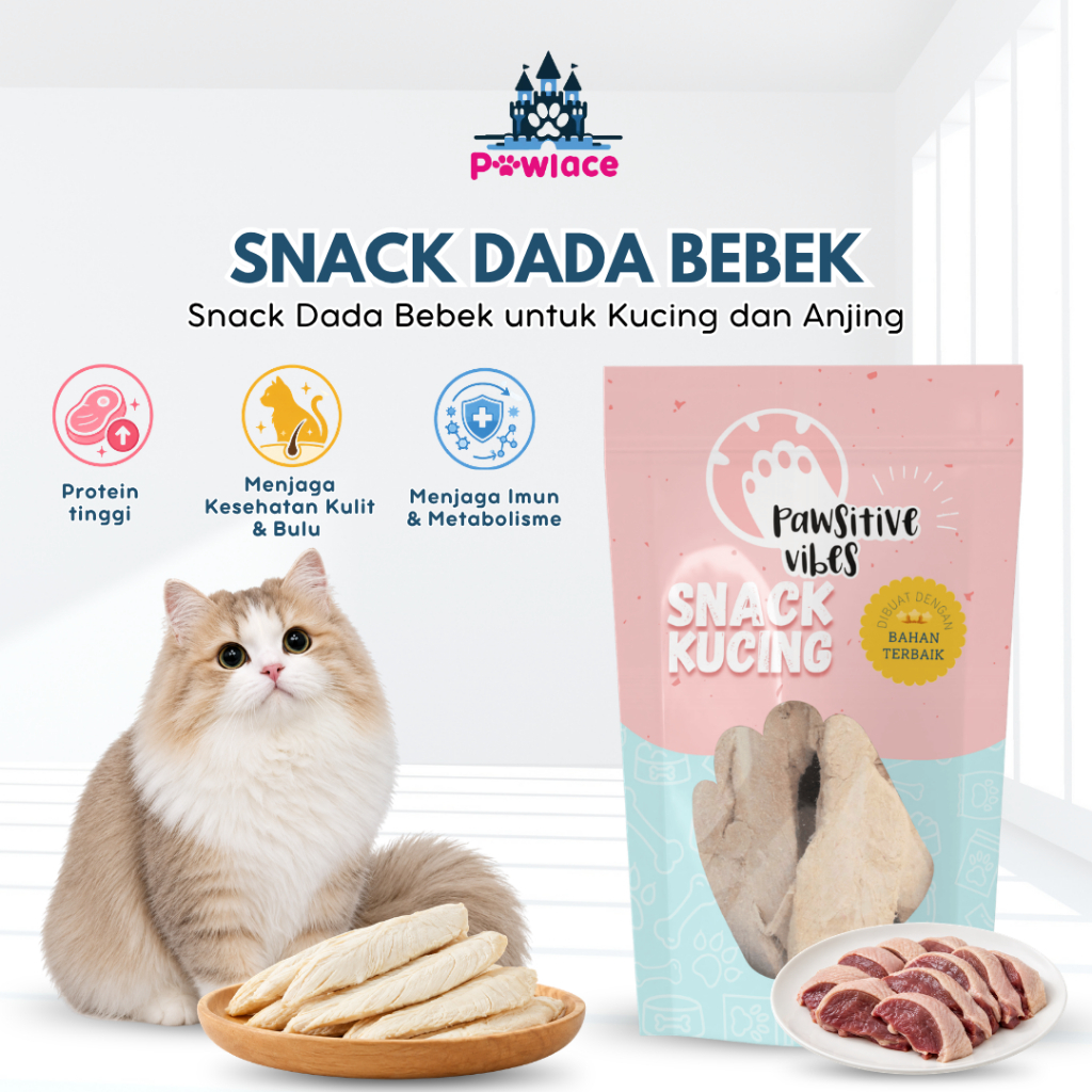 Snack Dada Bebek Kucing Anjing 100% Daging Bebek Asli Tinggi Protein Renyah