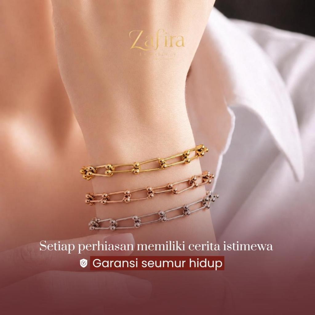 ZAFIRA- Hafsah Aksesoris Fashion Gelang Rantai U Paperclip Titanium Anti Karat