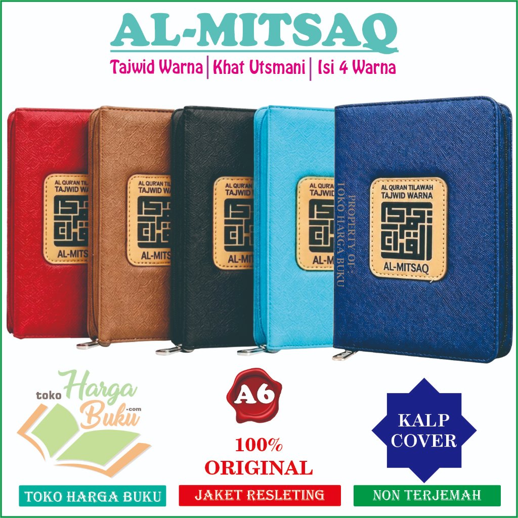 Foto Al-Quran AL-MITSAQ A6 Jaket Resleting Tajwid Warna Non Terjemah Mushaf Utsmani 4 Warna Medina Quran