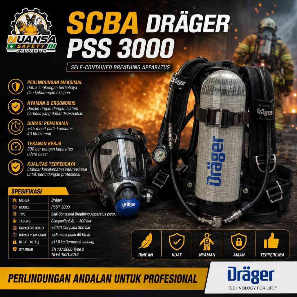 BREATHING APARATUS SCBA DRAGER PSS 3000 ORIGINAL BERKUALITAS