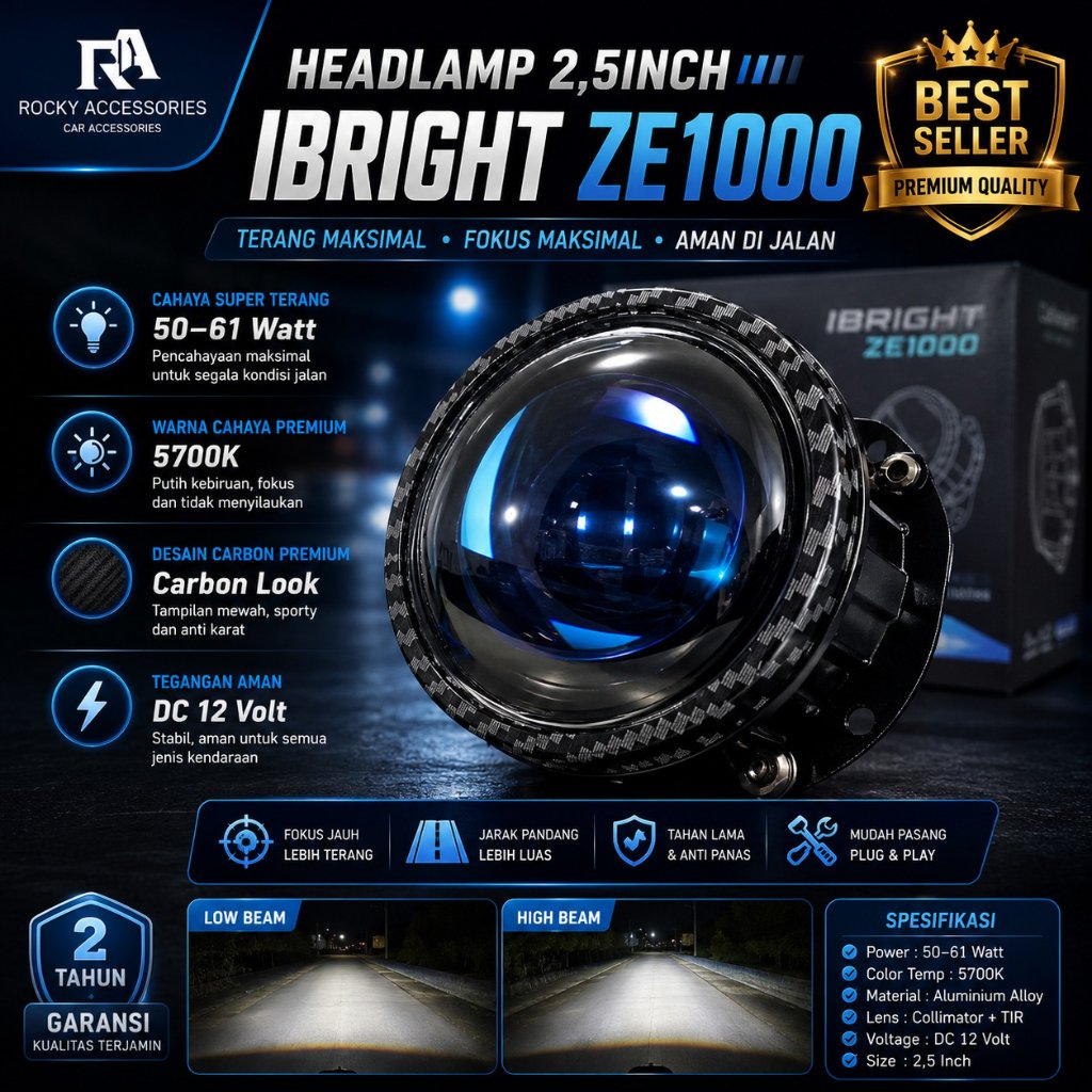 IBRIGHT ZE 1000 - Biled 2.5inc Blue Lens