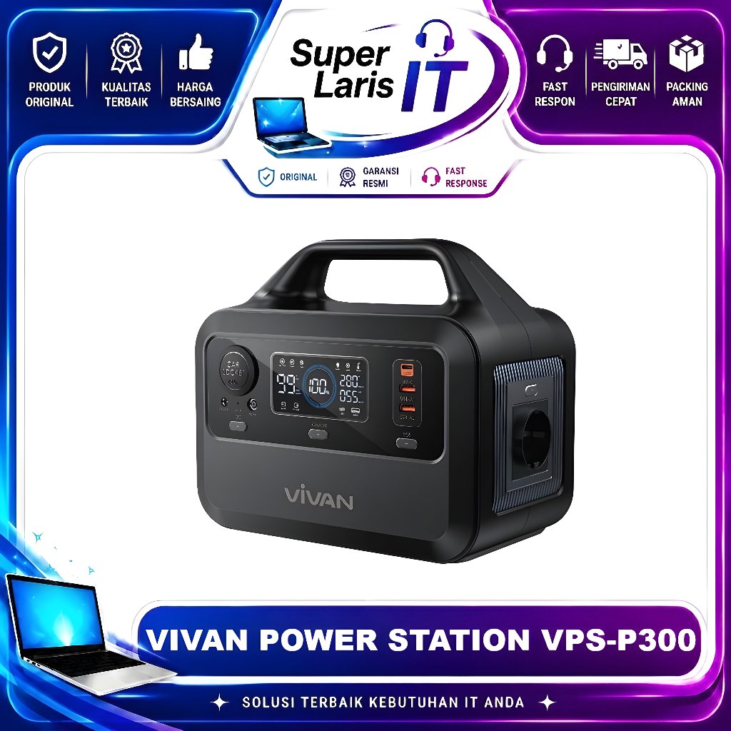 Power Station Vivan VPS-P300 300W / 220V 96000Mah 300Wh Powerbank Portable Charger Station Power Sup